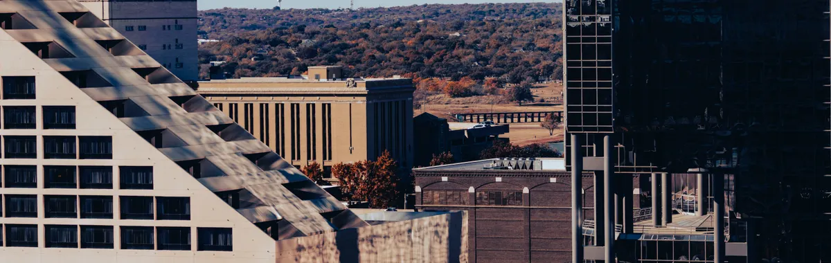 Urban cityscape of buildings in Fort Worth, Texas showcasing modern architecture.