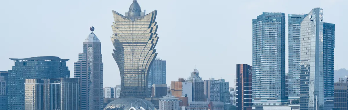 Stunning view of Macau's skyline with the iconic Grand Lisboa building and modern architecture.