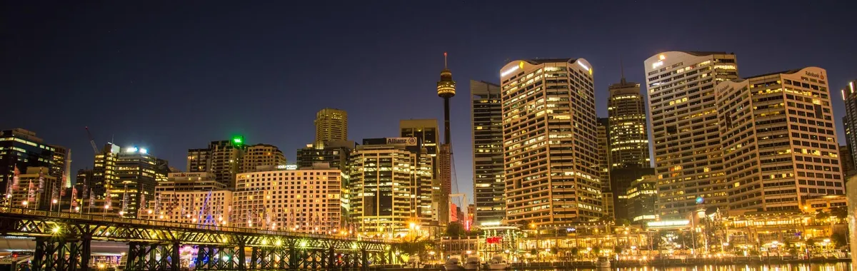 Stunning night view of Sydney's skyline with building reflections over the calm water enhancing urban beauty.